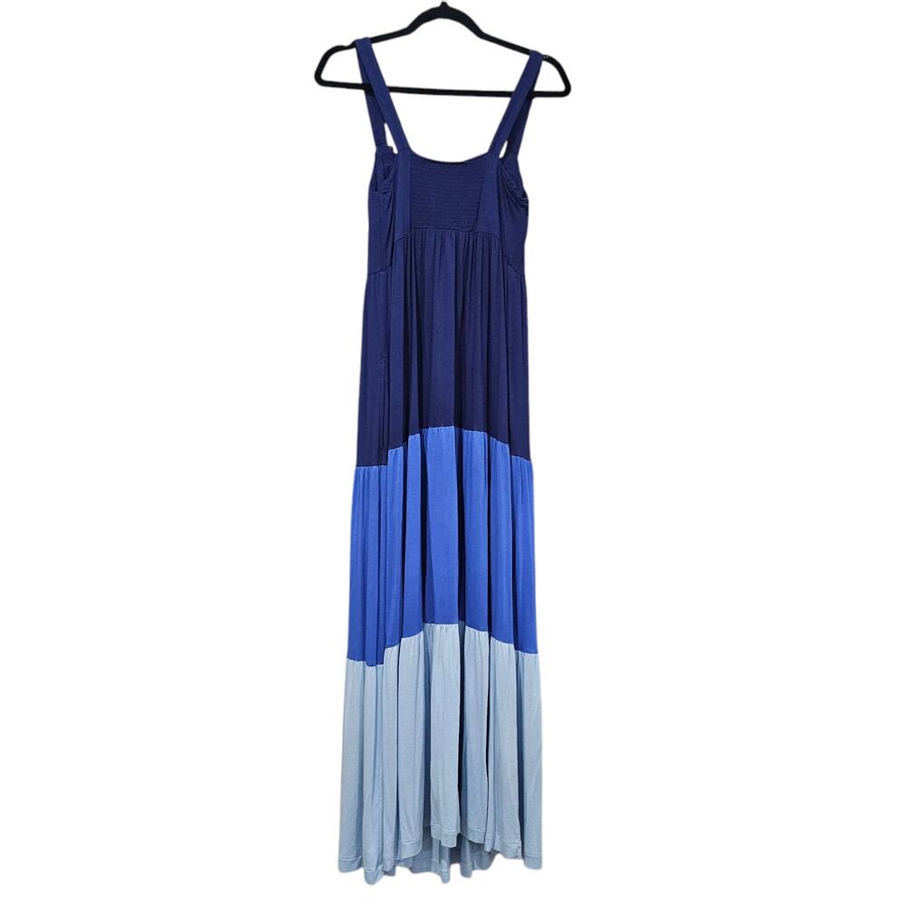 Tiered Blue Maxi Dress - Sleeveless Colorblock - Picture 6 of 9